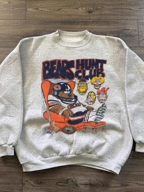 Brand Gildan Reprinted Gray Crewneck with Orange & Navy Graphic